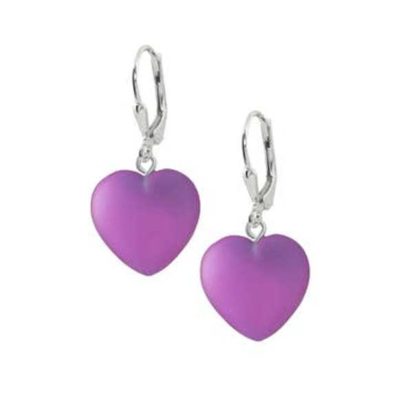 Heart Earrings Sterling Silver Crystal Jewelry Dangle - Picture 5 of 12